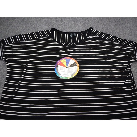 Cynthia Rowley Top Women Plus 2X Black White Striped Short Sleeve Soft 100%Rayon - Picture 2 of 9
